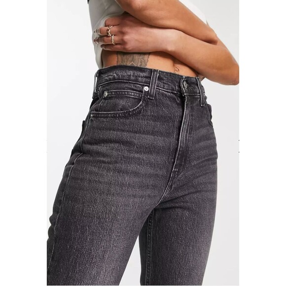 Levis Premium Womens Denim Jeans 70s High Rise Flare Black Gray Wide Leg NWT - Picture 12 of 13